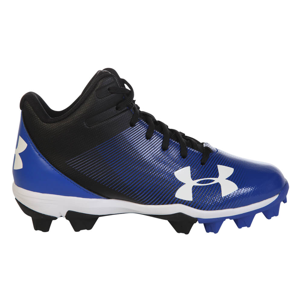 UNDER ARMOUR JR LEADOFF MID RM BLACK/ROYAL BASEBALL CLEAT