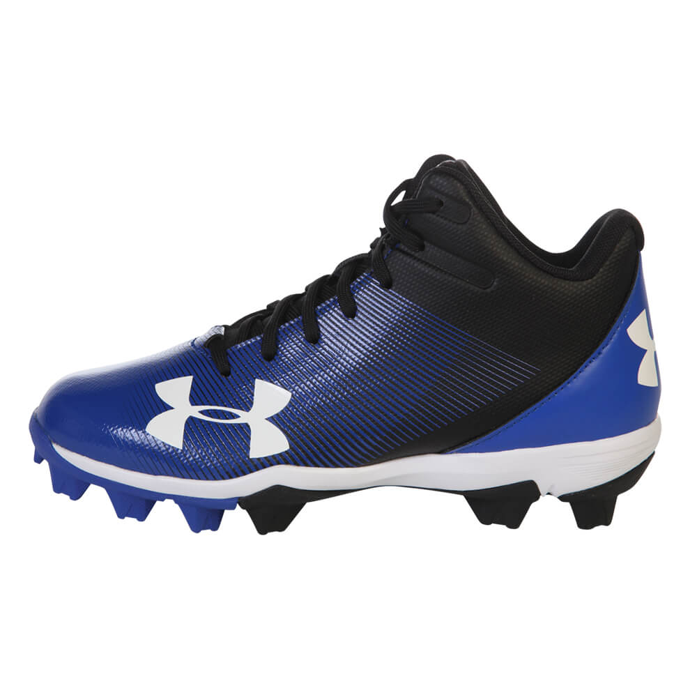 UNDER ARMOUR JR LEADOFF MID RM BLACK/ROYAL BASEBALL CLEAT
