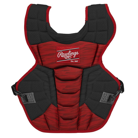 RAWLINGS VELO 2.0 SERIES 17 INCH BLACK/SCARLET CATCHERS CHEST PROTECTOR