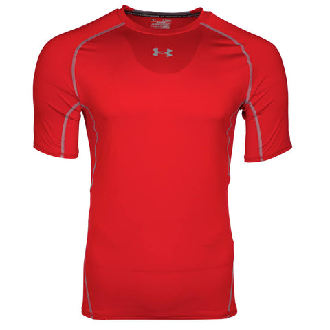 UNDER ARMOUR MEN'S HEAT GEAR ARMOUR COMPRESSION SHORT SLEEVE TOP RED
