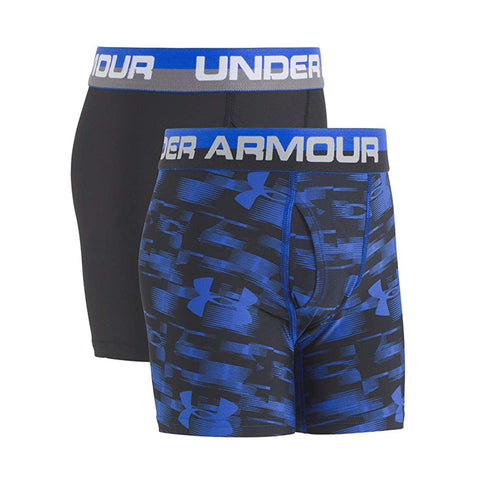 UNDER ARMOUR BOY'S YOUTH 2PACK BLUR BOXER BRIEFS ULTRA BLUE/BLACK