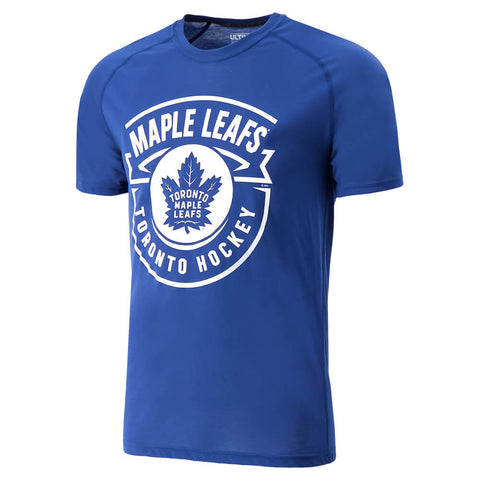 ADIDAS MEN'S TORONTO MAPLE LEAFS ULIMATE BANNER LINES SHORT SLEEVE TOP BLUE