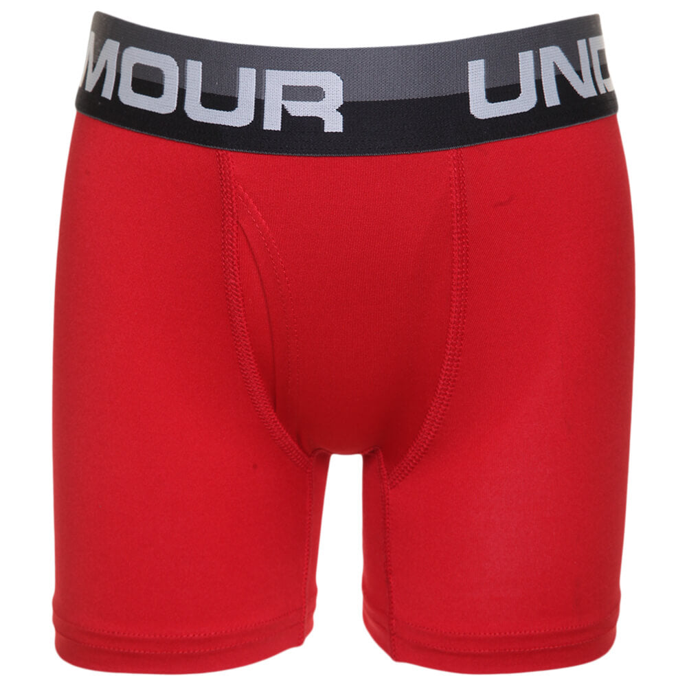 UNDER ARMOUR BOY'S 2 PACK PERFORMANCE BOXER BRIEFS RED/BLACK