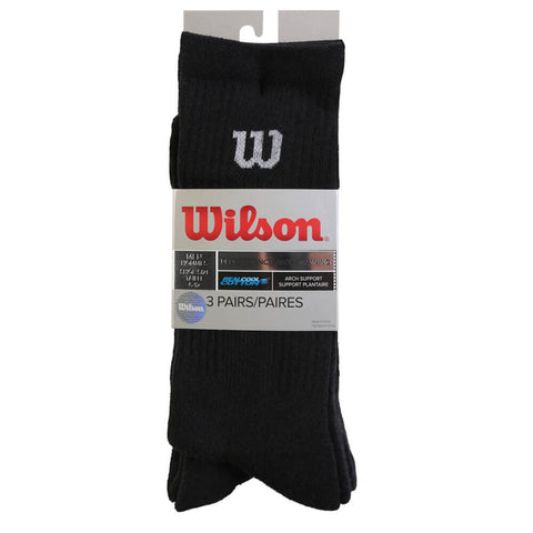 WILSON MEN'S CREW 3 PACK SOCKS BLACK/WHITE