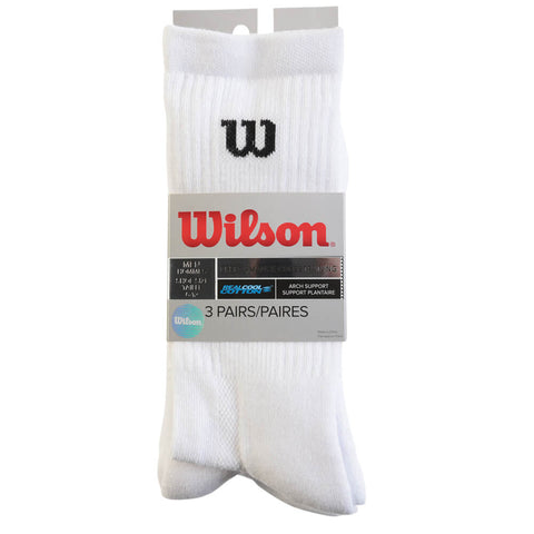 WILSON MEN'S CREW 3 PACK SOCKS WHITE/BLACK