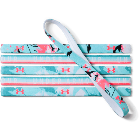 UNDER ARMOUR G 6PK GRAPHIC HEADBANDS TEAL/TURQ/PINK