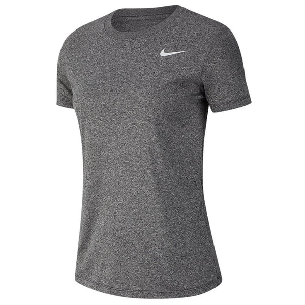 NIKE WOMEN'S NP TOP SS ALL OVER MESH BLACK HEATHER