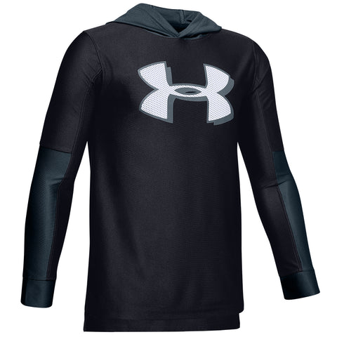 UNDER ARMOUR BOY'S TECH HOODY BLACK/WIRE/WHITE