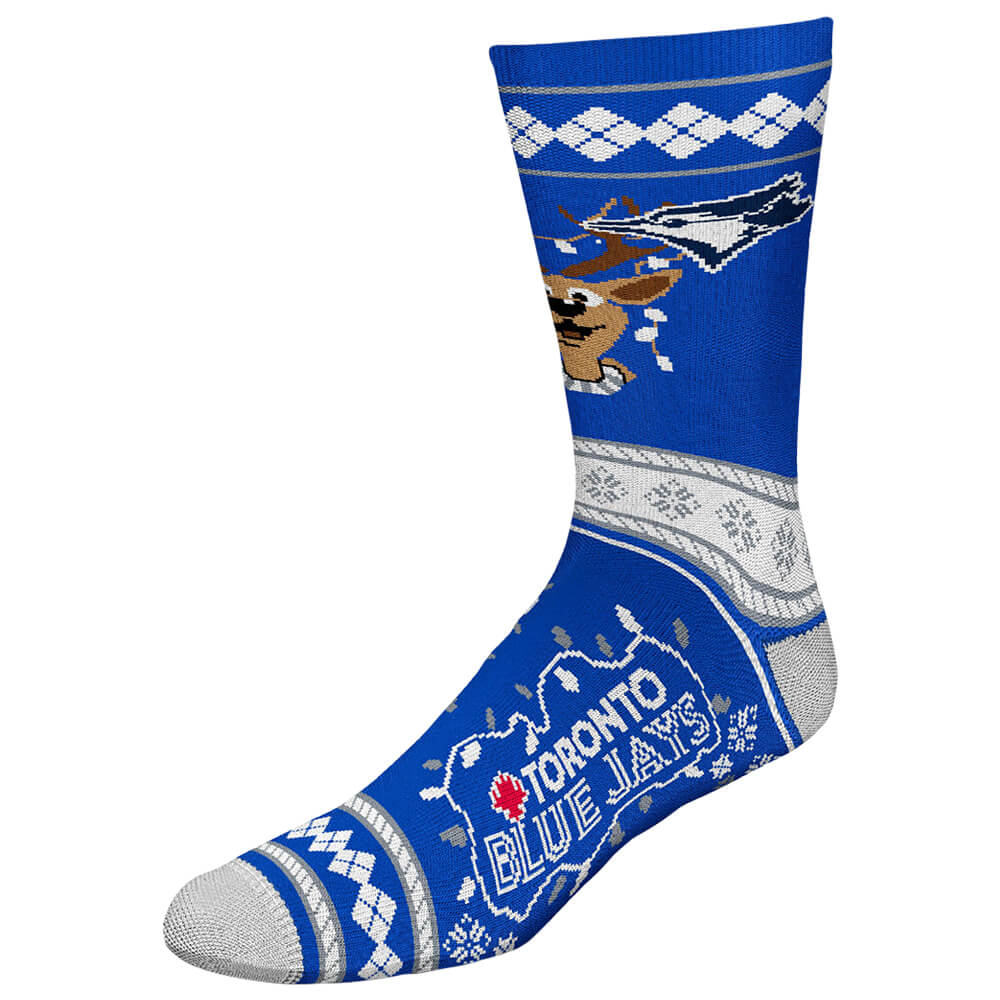 FBF ORIGINALS MEN'S TORONTO BLUE JAYS MLB XMAS SWEATER STRIPE SOCK National Sports FBF ORIGINALS MEN'S TORONTO BLUE JAYS MLB XMAS SWEATER STRIPE SOCK National Sports
