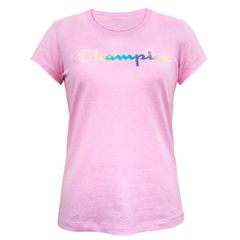 CHAMPION GIRL'S OMBRE LOGO TEE PINK CANDY