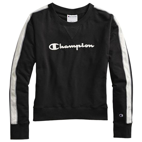 CHAMPION WOMEN'S HERITAGE CREW WITH TAPING BLACK