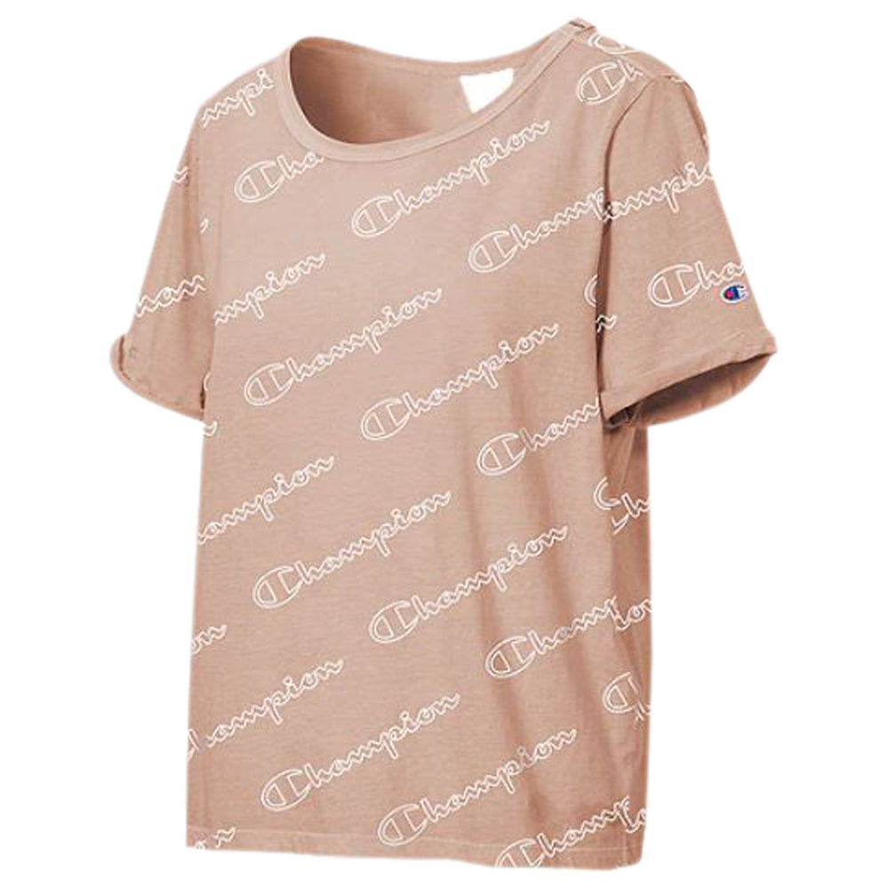 CHAMPION WOMEN'S HERITAGE TEE PRINT CHAMPION OUTLINE SCRIPT DREAM PINK