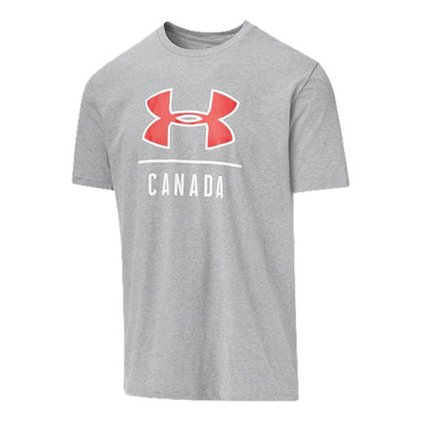 UNDER ARMOUR MEN'S BADGE LOGO CANADA SHORT SLEEVE TOP GREY