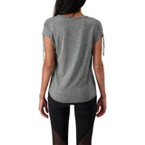 ELLE SPORTSWEAR WOMEN'S SHOULDER TIE SHORT SLEEVE TEE BLACK