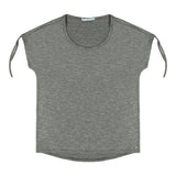 ELLE SPORTSWEAR WOMEN'S SHOULDER TIE SHORT SLEEVE TEE BLACK