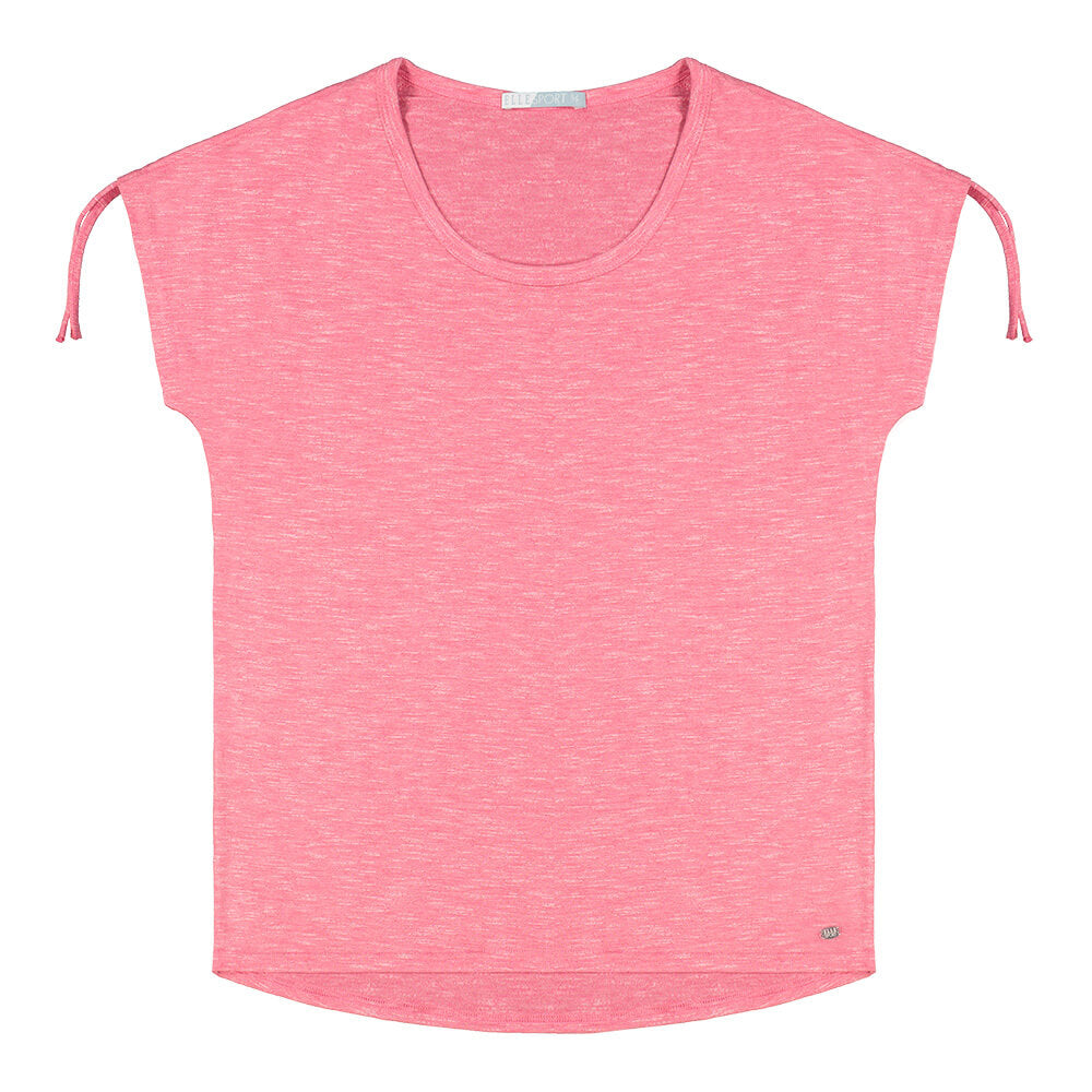 ELLE SPORTSWEAR WOMEN'S SHOULDER TIE SHORT SLEEVE TEE FUSHIA