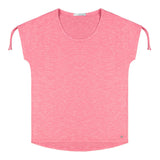 ELLE SPORTSWEAR WOMEN'S SHOULDER TIE SHORT SLEEVE TEE FUSHIA