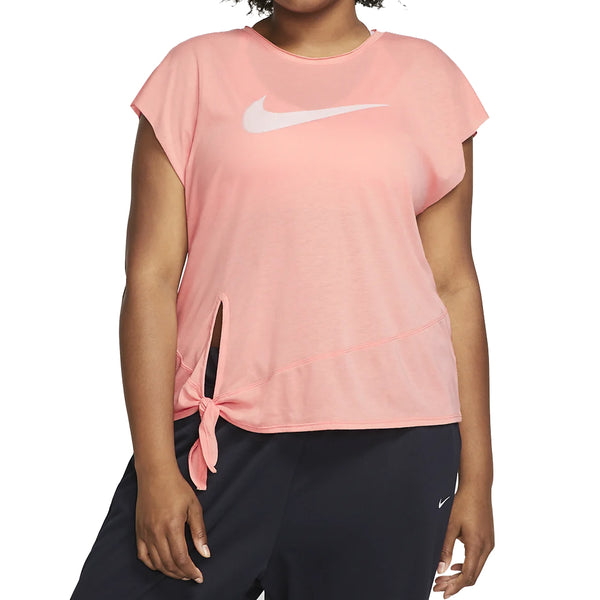 NIKE WOMEN'S DRY SIDE TIE SHORT SLEEBE EE PLUS PINK QUARTZ/ECHO