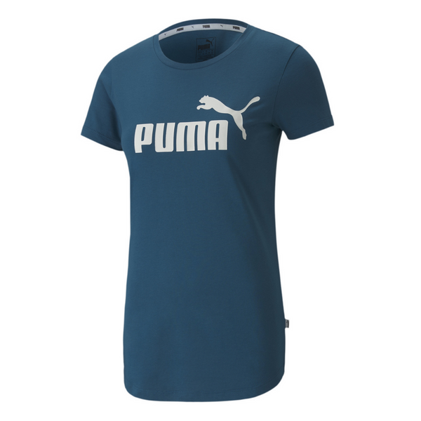PUMA WOMEN'S ESSENTIAL LOGO HEATHER TEE DIGI-BLUE