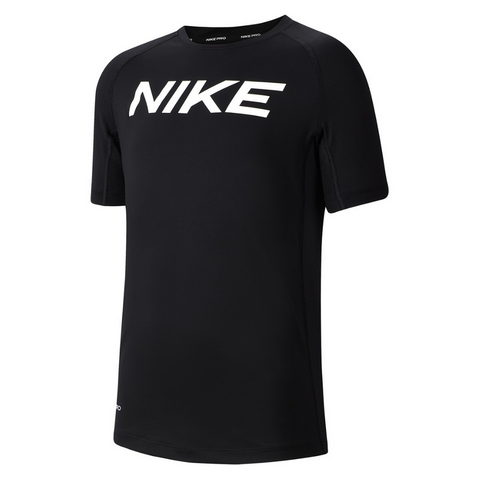NIKE BOYS SHORT SLEEVE FITTED TOP BLACK