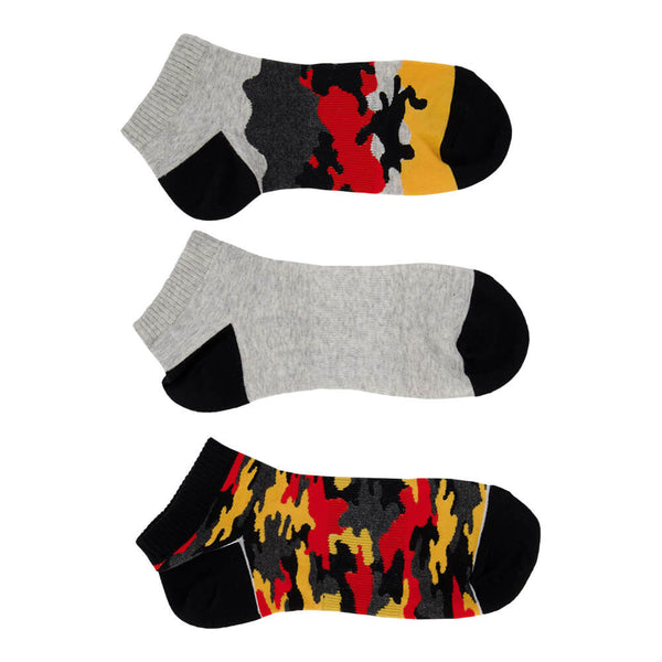 RIPZONE MEN'S NO SHOW JACQUARD LARGE 3 PACK ASSORTED SOCKS