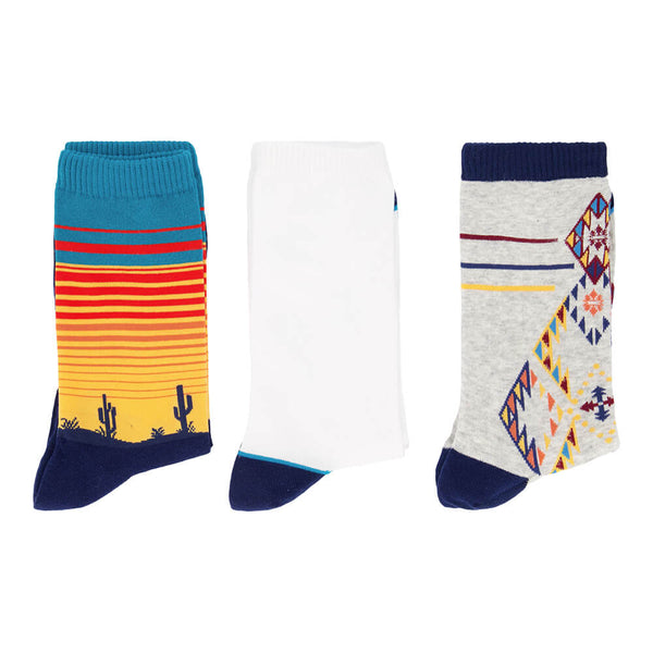 RIPZONE MEN'S CREW JACQUARD LARGE 3 PACK ASSORTED SOCKS