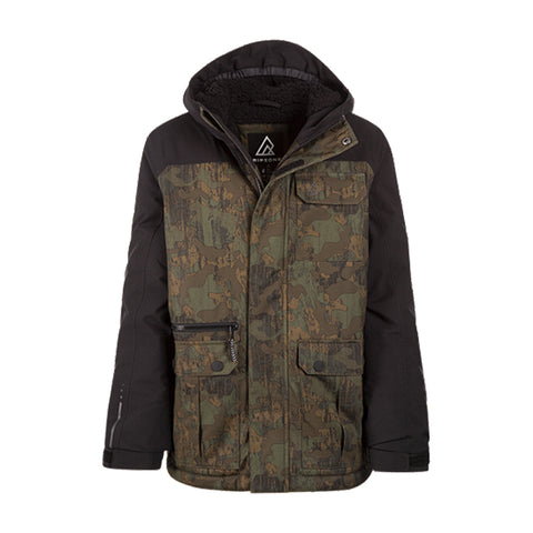 RIPZONE BOYS RALLEY INSULATED JACKET BLACK/BROWN CAMO