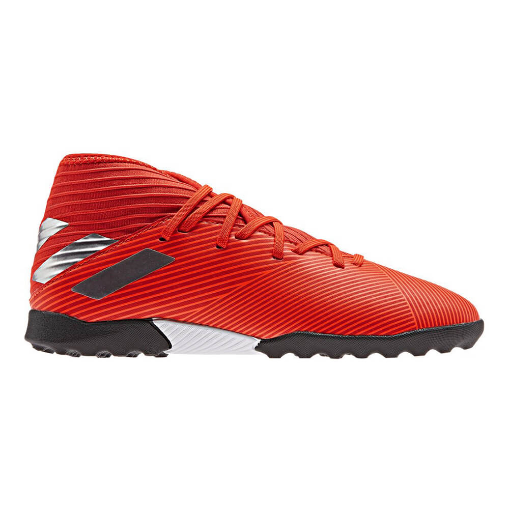 ADIDAS JUNIOR NEMEZIZ 19.3 INDOOR TURF SOCCER CLEAT RED/SILVER National Sports ADIDAS JUNIOR NEMEZIZ 19.3 INDOOR TURF SOCCER CLEAT RED/SILVER National Sports