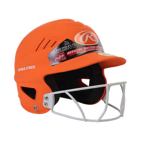 RAWLINGS COOLFLO FASTPITCH BATTING HELMET W/MASK MATTE  NEON ORANGE