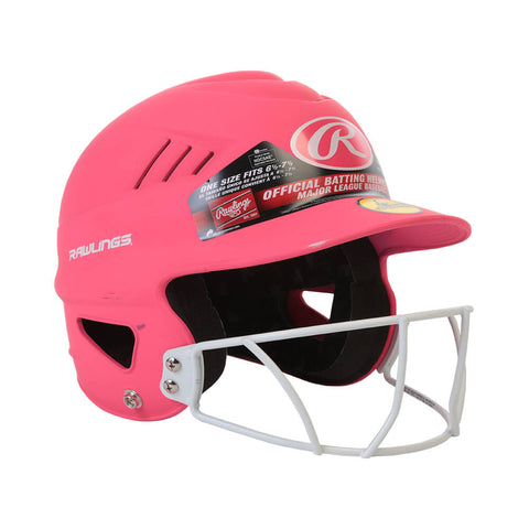 RAWLINGS COOLFLO FASTPITCH BATTING HELMET  W/MASK MATTE NEON PNK