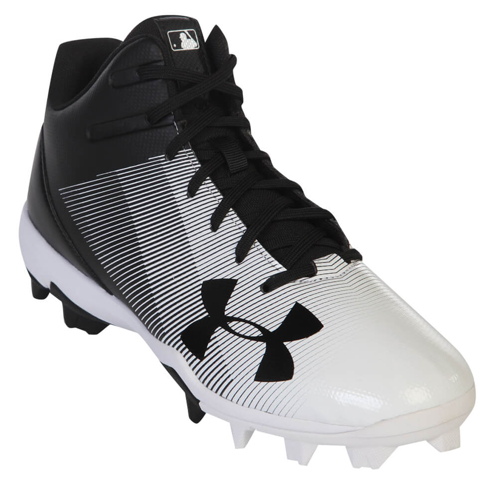 UNDER ARMOUR MEN'S LEADOFF MID RM BLACK/WHITE BASEBALL CLEAT