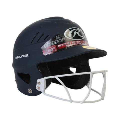 RAWLINGS COOLFLO FASTPITCH BATTING HELMET W/MASK MATTE NAVY