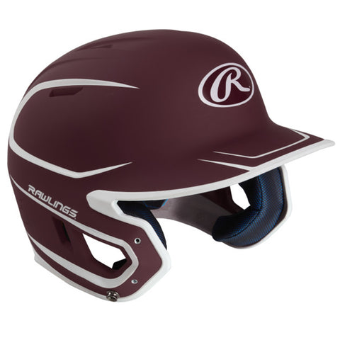 RAWLINGS SENIOR MACH MATTE 2 TONE MAROON/WHITE BATTING HELMET