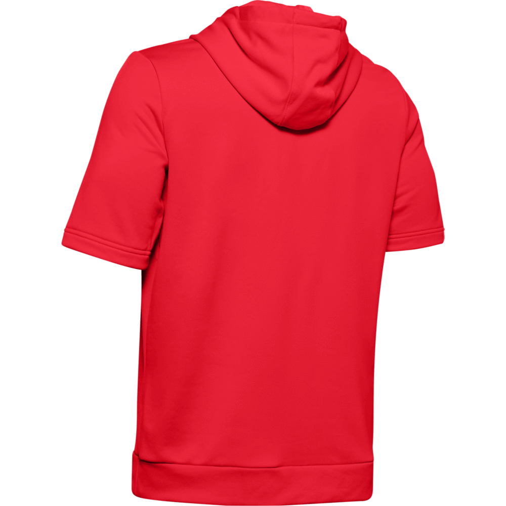 UNDER ARMOUR MENS RED SHORT SLEEVE CAGE HOODIE BACK