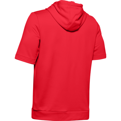 UNDER ARMOUR MENS RED SHORT SLEEVE CAGE HOODIE BACK