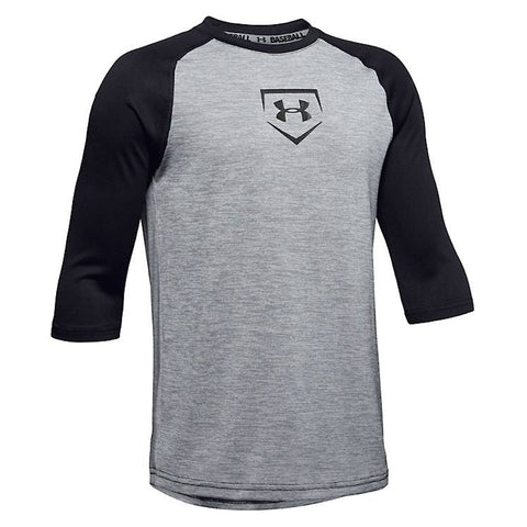 UNDER ARMOUR YOUTH GREY/BLACK 3/4 SLEEVE T-SHIRT