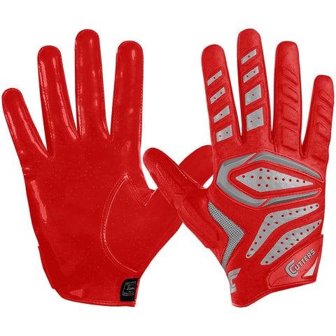 CUTTERS FOOTBALL S651 GAMER 2.0 PADDED RECIEVER RED FOOTBALL GLOVE