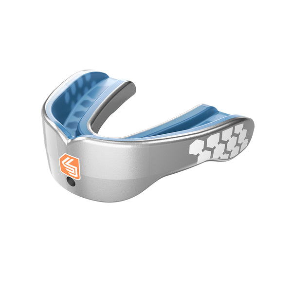 SHOCK DOCTOR SR GEL MAX POWER METALLIC SILVER CONVERT MOUTHGUARD