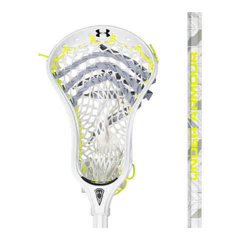 UNDER ARMOUR COMMAND LOW WHITE/GREY/NEON GREEN LACROSSE STICK CLOSE UP