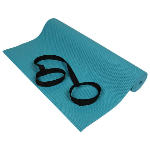 ZENZATION 1/4'' YOGA STICKY MAT WITH STRAP - TEAL UNROLLED