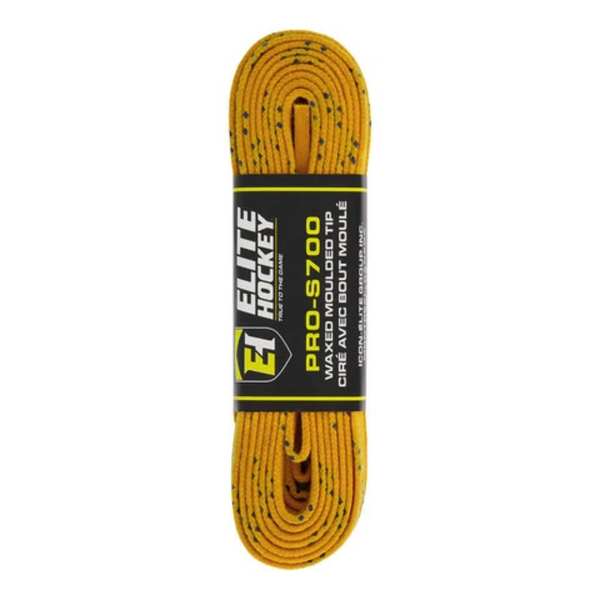 ELITE PRO S700 BANDED HOCKEY LACES YELLOW WAX 72 INCH