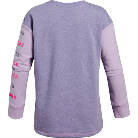 UNDER ARMOUR GIRL'S RIVAL TERRY CREW LONG SLEEVE PURPLE ACE
