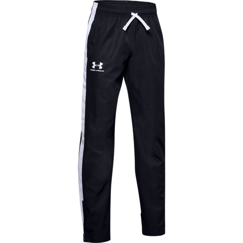 UNDER ARMOUR BOY'S WOVEN TRACK PANT BLACK/ WHITE