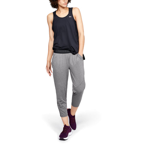UNDER ARMOUR WOMEN'S ARMOUR SPORT GRAPHIC CROP PANT CHARCOAL LIGHT HEATHER